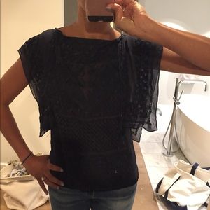 Isabelle Marant navy blue embroidered blouse
